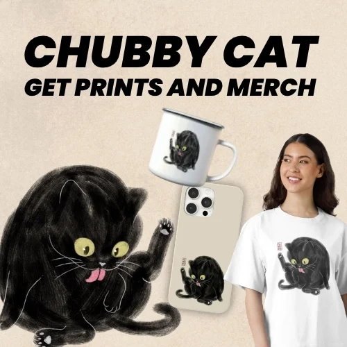 Chubby Cat prints and merch collection